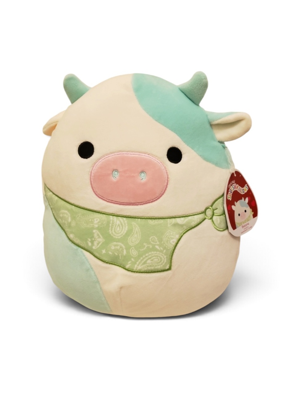 Squishmallow Belana the Cow with Bandana 11" Plush NWT Kellytoy Blue
